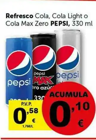 Masymas Refresco Cola Cola Light O Cola Max Zero Pepsi oferta
