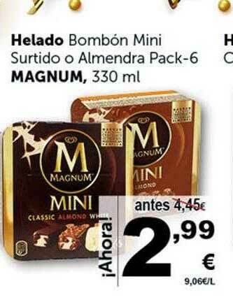 Masymas Helado Bombón Mini Surtido O Almendra Pack-6 Magnum oferta