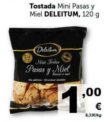 Masymas Tostada Mini Pasas Y Miel Deleitum oferta