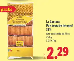 Lidl LA CESTERA Pan tostado integral 35% oferta