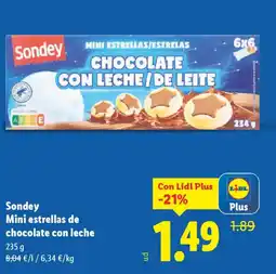 Lidl SONDEY Mini estrellas de chocolate con leche oferta