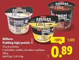 Lidl MILBONA Pudding high protein oferta