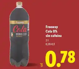 Lidl FREEWAY Cola 0% sin cafeína oferta