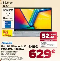 Carrefour ASUS Portátil Vivobook 15 F1504VA-NJ766W oferta