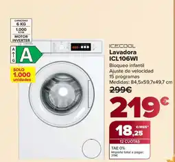 Carrefour ICECOOL Lavadora ICL106WI oferta