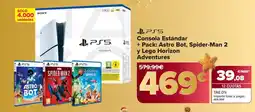 Carrefour PS5 Consola Estándar + Pack: Astro Bot, Spider-Man 2 y Lego Horizon Adventures oferta