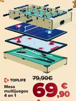 Carrefour TOPLIFE Mesa multijuegos 4 en 1 oferta