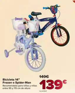 Carrefour Bicicleta 14" Frozen o Spider-Man oferta