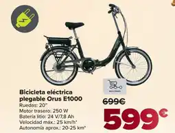Carrefour Bicicleta eléctrica plegable Orus E1000 Ruedas: 20" oferta