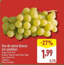 ALDI Uva de mesa blanca sin semillas oferta