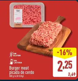 ALDI Burger meat picada de cerdo oferta