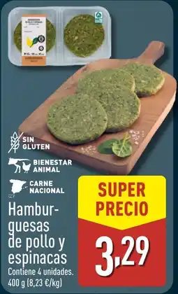 ALDI Hambur- quesas de pollo y espinacas oferta
