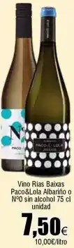 FROIZ Vino rias baixas paco&lola albarino o n°0 sin alcohol oferta