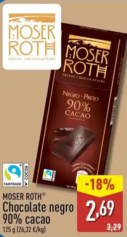 ALDI MOSER ROTH Chocolate negro 90% cacao oferta