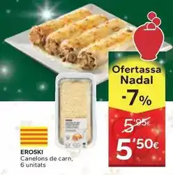 Eroski - canelons de carn