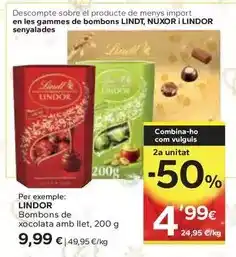 Caprabo Lindor - bombons de xocolata amb llet oferta