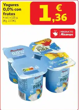 Alcampo AUCHAN Yogures 0,0% con frutas oferta