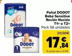 Carrefour Market Dodot - panal bebé sensitive recien nacido oferta