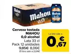 Carrefour Market Mahou - cerveza tostada 0,0 alcohol oferta