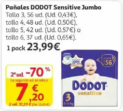 Alcampo DODOT Pañales Sensitive Jumbo oferta