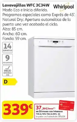 Alcampo WHIRLPOOL Lavavajillas WFC 3C34W oferta