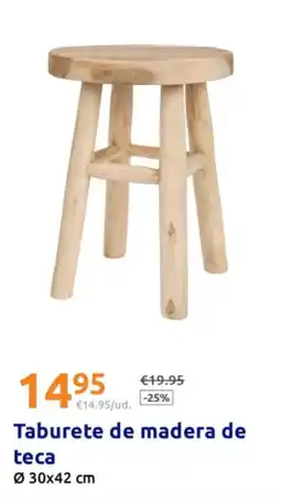 Action Taburete de madera de teca Ø 30x42 cm oferta
