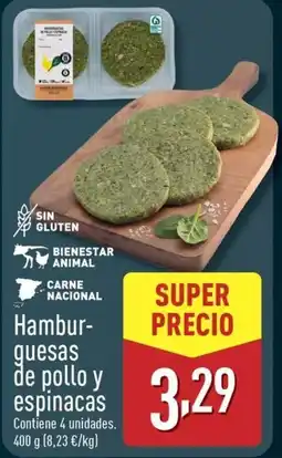 ALDI Hambur- quesas de pollo y espinacas oferta