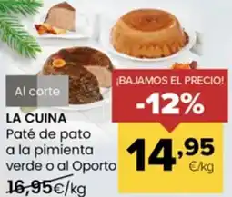 Autoservicios Familia LA CUINA Paté de pato a la pimienta verde o al Oporto oferta