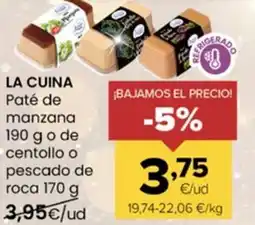 Autoservicios Familia LA CUINA Paté de manzana o de centollo o pescado de roca oferta