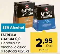 Autoservicios Familia ESTRELLA GALICIA 0,0 Cerveza sin alcohol clásica o Tostada oferta