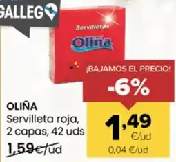 Autoservicios Familia OLIÑA Servilleta roja, 2 capas oferta