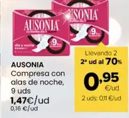 Autoservicios Familia AUSONIA Compresa con alas de noche, oferta