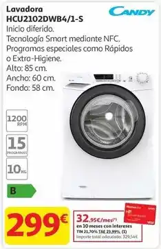 Alcampo Candy - hcu2102dwb4/1-s lavadora caricamento frontale 10 kg 1200 giri/min bianco oferta