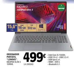 E.Leclerc LENOVO Ordenador portátil IDEAPAD SLIM 3 15IRH8. oferta