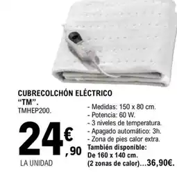 E.Leclerc TM Cubrecolchón eléctrico oferta