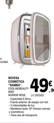 E.Leclerc BAMBA Nevera cosmética coolingbeauty mirror rose oferta