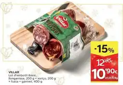 Caprabo VILLAR Lot d'embotit ibèric, llonganissa oferta