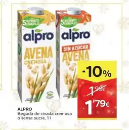 Caprabo ALPRO Beguda de civada cremosa o sense sucre oferta