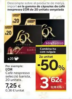 Caprabo L'OR Cafè nespresso selecció barista oferta