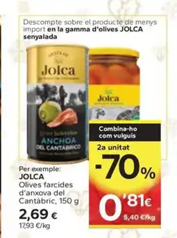 Caprabo JOLCA Olives farcides d'anxova del Cantàbric oferta