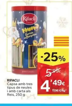 Caprabo RIFACLI Capsa amb tres tipus de neules i amb carta als Reis oferta