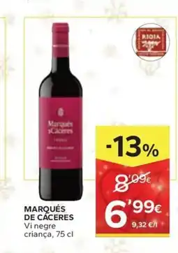 Caprabo MARQUÉS DE CÁCERES Vi negre criança oferta