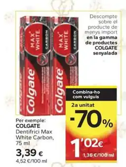 Caprabo COLGATE Dentifrici Max White Carbon oferta