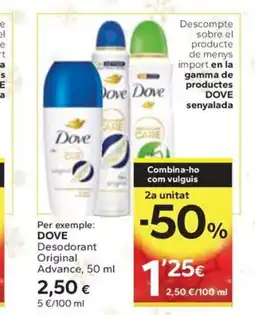 Caprabo DOVE Desodorant Original Advance oferta