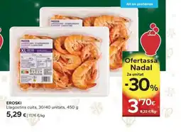 Caprabo EROSKI Llagostins cuits, 30/40 unitats oferta