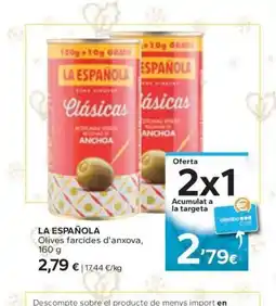 Caprabo LA ESPAÑOLA Olives farcides d'anxova oferta