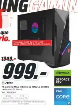 MediaMarkt MSI PC gaming MAG Infinite S3 14NVL5-3028EU oferta