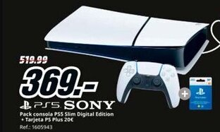 MediaMarkt PS5 SONY Pack consola PS5 Slim Digital Edition + Tarjeta PS Plus oferta
