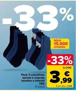 Carrefour Tex - pack 3 calcetines termal o intarsia hombre o infantil oferta