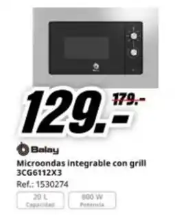 MediaMarkt BALAY Microondas integrable con grill 3CG6112X3 oferta